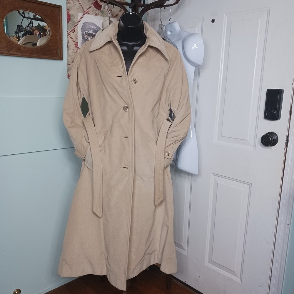 Vintage Juli de Roma Kajjmir Vegan faux cashmere coat 46" long jacket **stains